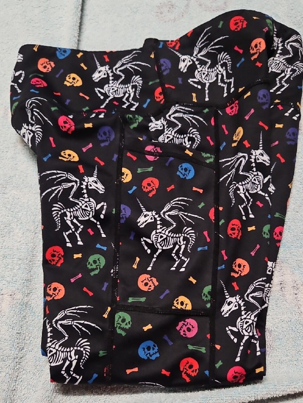 Constantly Varied Gear Black Leggings with Rainbow Skull & Skeleton Print - Picture 5 of 5